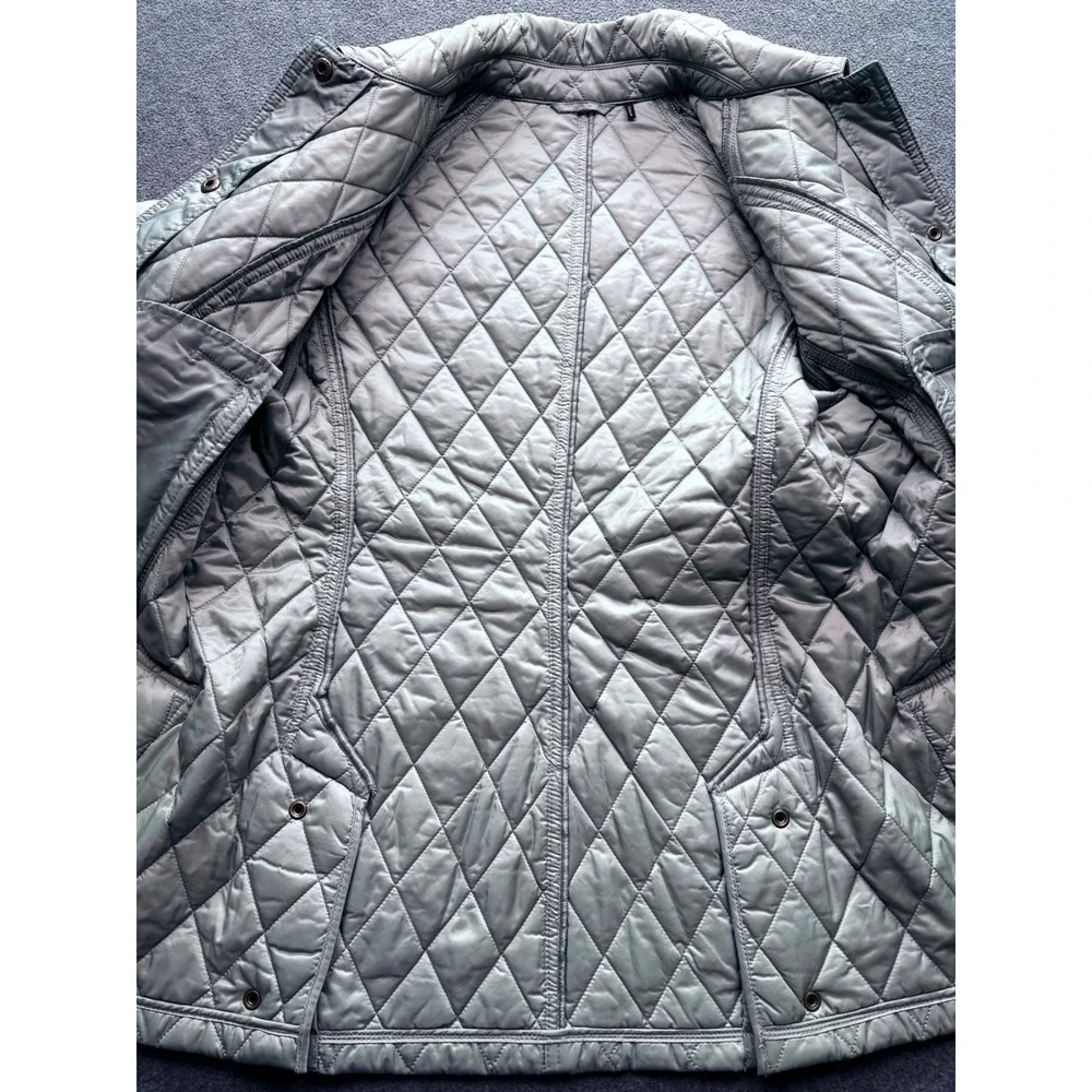 Barbour Summer Beadnell Quilt Jacket Sage Green Plaid Lined LQU0519GN33 US 6